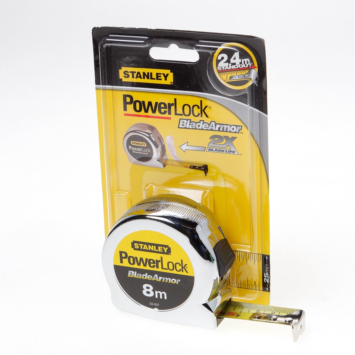 Stanley Maßband Powerlock Klingenpanzerung 8 m – 25 mm – 0-33-527 – 0-33-527