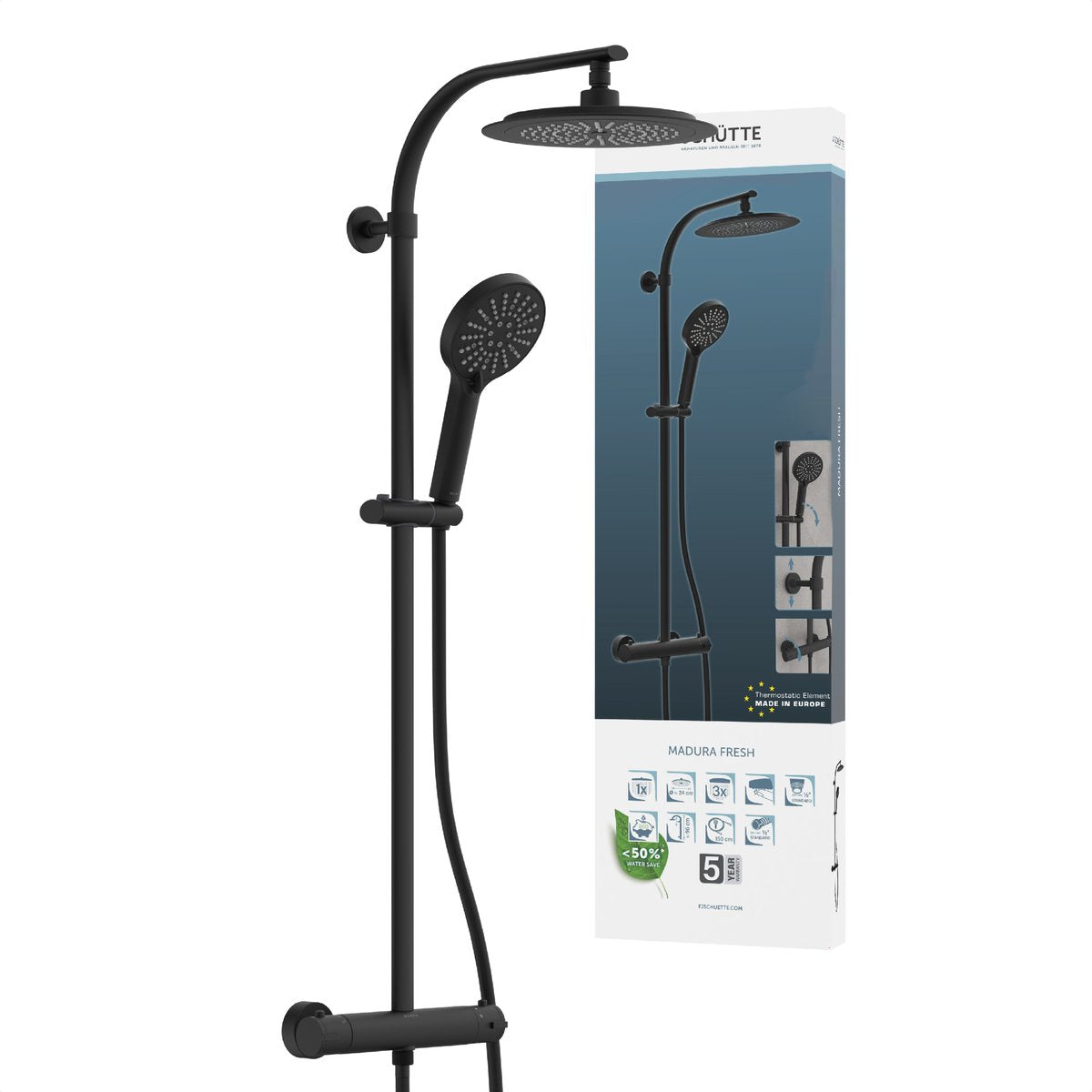 Schütte Regendusche Set Madura Fresh Matzwart