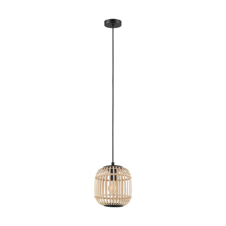 Eglo bordesley hanglamp - 1 lichts - ø21cm. - e27 - bamboe, rotan - zwart, bruin