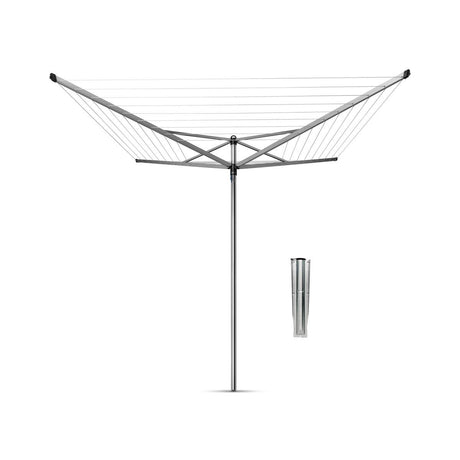 Brabantia Top Spinner 50 m + Erdanker – Metallic-Grau