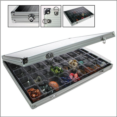 Sichere Vitrine aus Aluminium mit 45 Fächern – 39,5 x 30,5 x 4,5 cm
