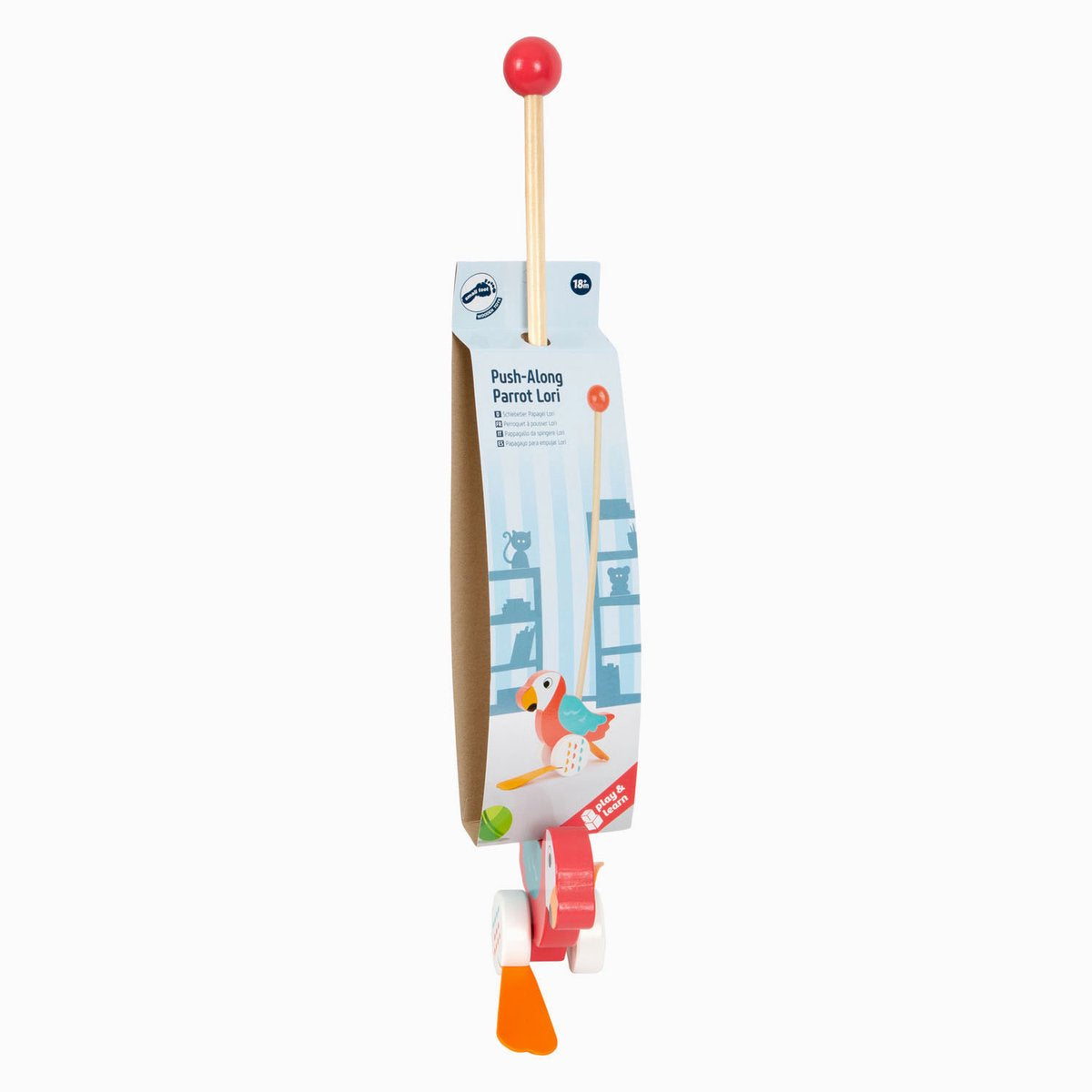 Small Foot - Schiebefigur Papagei aus Holz mit Stock