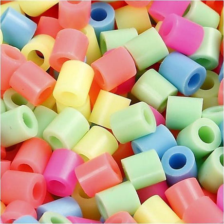 Nabbi-Perlen zum Aufbügeln, Größe 5 x 5 mm, Lochgröße 2,5 mm, mittel, Pastellfarben, 30.000 Teile, 1 Box