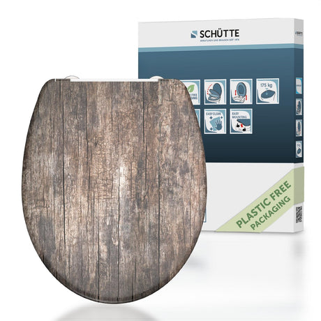 Schütte Toilettensitz mit weicher alter Holzduroplast mit Druck
