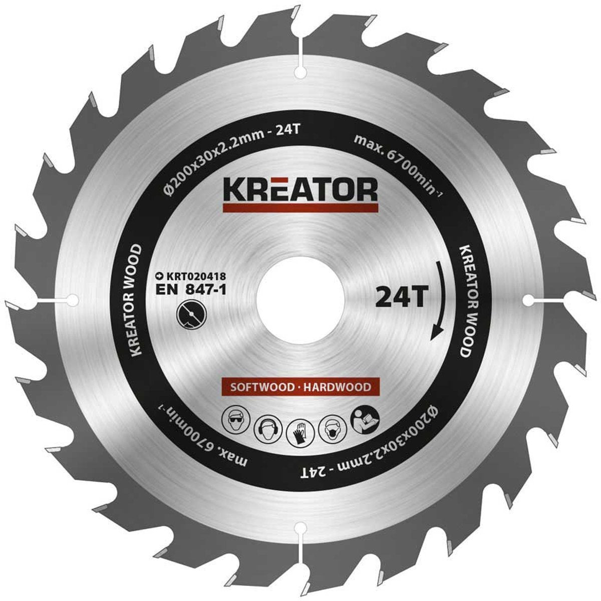 Kreator krt020418 Sägeblatt Holz 200 mm – 24t