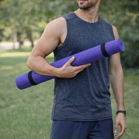 Merkloos sans marque no brand fitness en yoga mat - anti-slip en comfortabel oppervlak - lichtgewicht en makkelijk mee te nemen - geschikt voor yoga en fitness - 173x61 cm - blauw roze groen paars