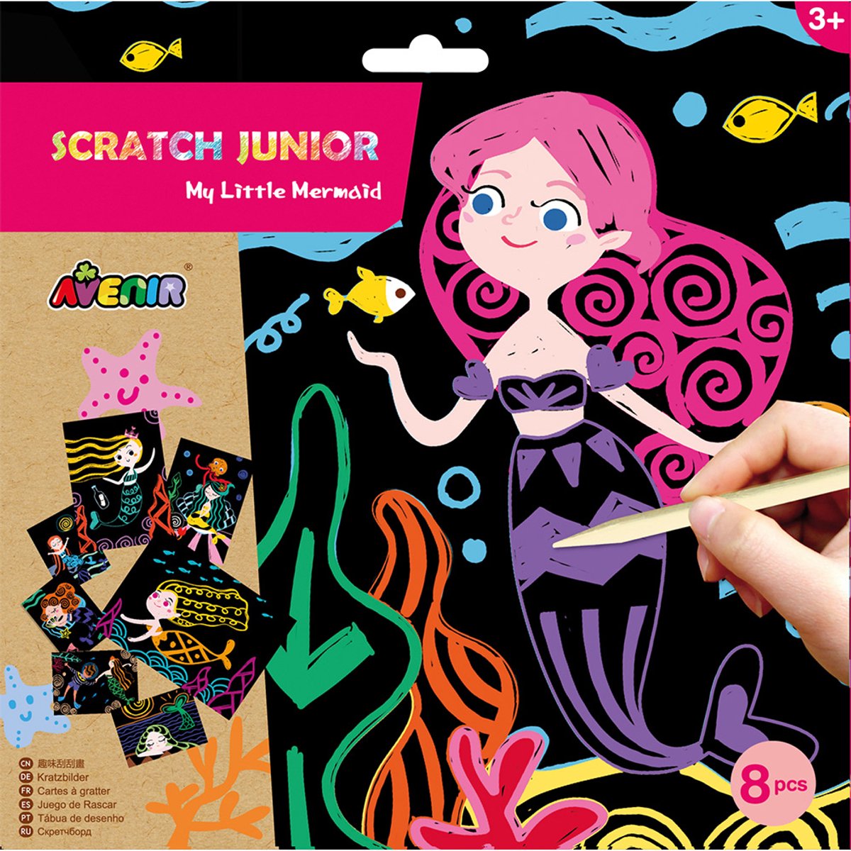 Avenir scratch junior - mijn kleine zeemeermin - 8 stuks - creatief spelen - 3 jaar