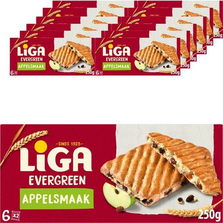 Liga immergrüne Kekse Apfel 12 x 250g – Keks – Kekse für unterwegs oder Arbeit und Büro