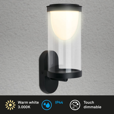 Briloner - LED-Akku-Wandleuchte - Touch - austauschbarer Akku - schwarz - austauschbare Platine - 24 x 12 x 10 cm - schwarz