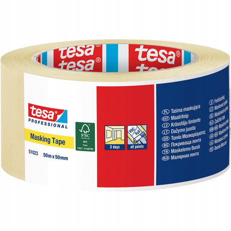 Tesa papieren afplaktape universeel 50mm x 50m crème