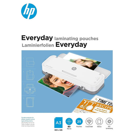 HP 9152 Alltags-Laminierfolien A3 – Laminierfolien zum Heißlaminieren – transparent – 80 Mikron – 25 Stück