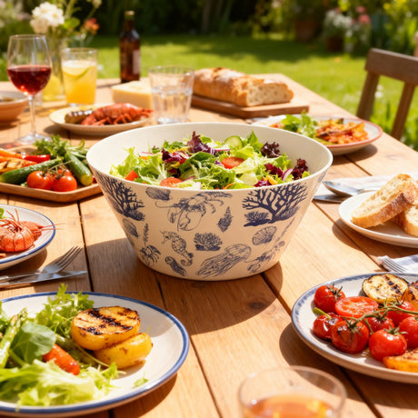 Alpina Kunststoff-Salatschüssel – Salatschüssel 25 cm – Servierschüssel – Marine-Druck – leicht