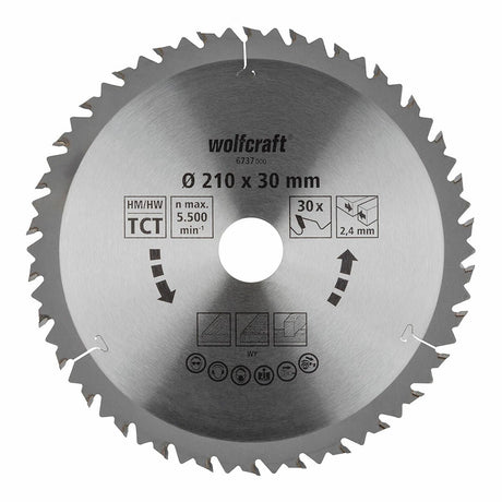 Wolfcraft - Kreissägeblatt 210x30mm - 30 Zähne - für Kreissäge - HM, braune Serie - 6737000