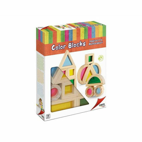 Cayro color blocks - 12 transparante kleurrijke houten bouwblokken - montessori sensorisch lichtspeelgoed - lichttafel - 1-6 spelers - vrij spel - vanaf 3 jaar - educatief creatief kinderspeelgoed