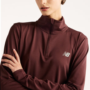 New balance sport 1 4 zip dames sporttrui - cherry leather xl