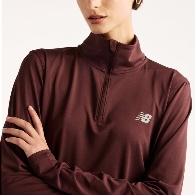 New balance sport 1 4 zip dames sporttrui - cherry leather xl