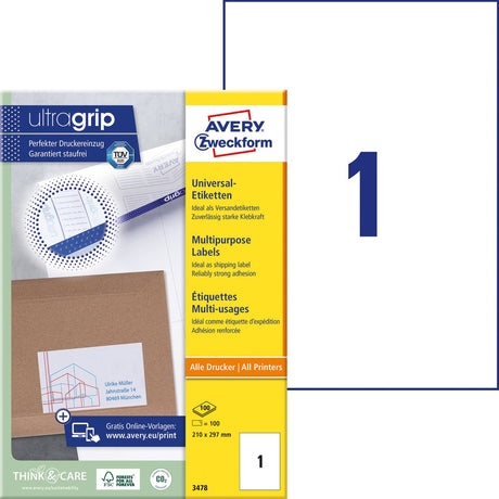 Avery Etiketten 3478 Universal 210x297mm