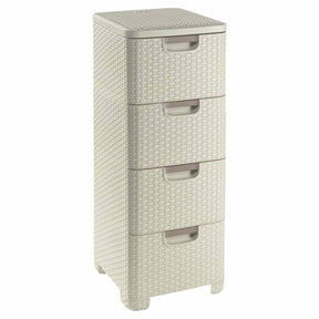 Schubladensystem im Curver-Stil – 4 x 14 l – Vintage-Weiß