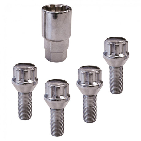 Carpoint Radsicherungsschrauben M14x1,5x26mm – konisch Typ D – inklusive Schlüssel – Diebstahlschutz für Felgen