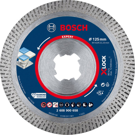 Bosch Zubehör Expert Hardceramic X-Lock Diamant-Trennscheibe 125 x 22,23 x 1,6 x 10 mm – 1 Stück – 2608900658