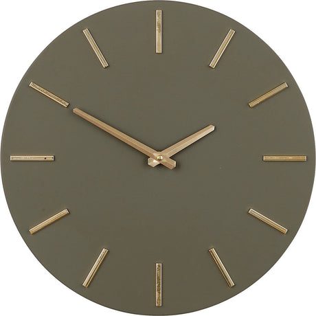 Mica decorations wandklok - donker groen - d36 cm - aluminium - muur klok - rond