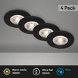 Briloner – 4er-Set LED-Einbaustrahler – Badezimmerbeleuchtung – ø9 cm – IP44 – 4,9 W – 480 lm – 3.000 K – Schwarz