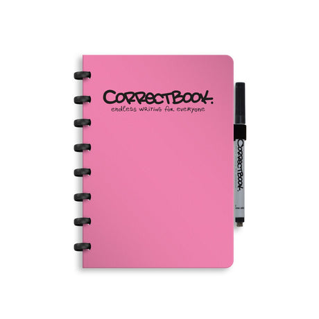 Correctbook a5 uitwisbaar notitieboek – blossom pink – gelinieerd – herbruikbaar schrift – inclusief pen wisdoekje – aanvulbaar met extra pagina’s