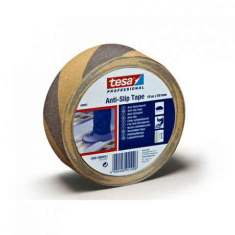 Tesa – selbstklebendes Anti-Rutsch-Klebeband – 15 m – gelb-schwarz – 50 mm breit