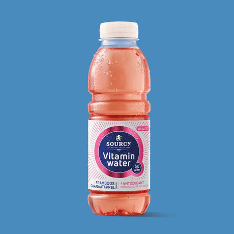 Sourcy vitamin water sourcy vitaminwater - framboos granaatappel - 24x500ml - voordeelverpakking