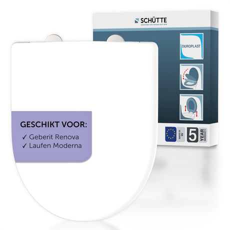 Schütte WC-Sitz 82811 pro 3 - D-Form - Fallbremse - abnehmbar - passend für Geberit Renova, Laufen Moderna - Belastbarkeit bis 250 kg