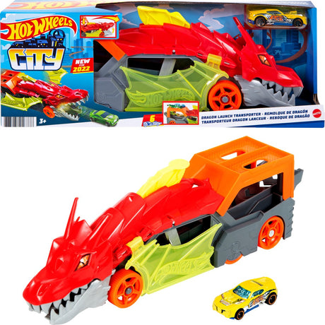 Hot Wheels Dragon Transporter Set Launcher + Auto GTK42