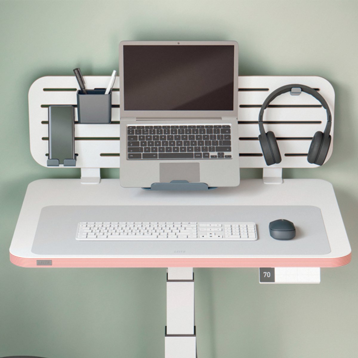 Leitz große Leder-Schreibtischunterlage 70 x 36 cm – recyceltes Leder – rutschfest – für Tastatur und Maus – grau