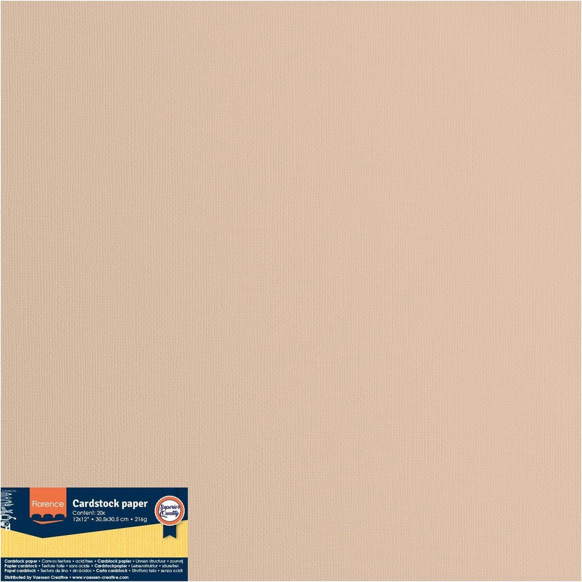 Vaessen Creative Florence-Karton – Pergament – ​​305 x 305 mm – raue Textur – 216 g