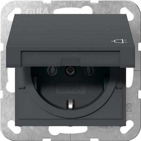 Gira systeem 55 wandcontactdoos met randaarde klapdeksel 1v antraciet 445428
