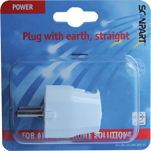 Scanpart losse stekker geaard - voor snoer - 250 v - recht - wit - 10a 16a