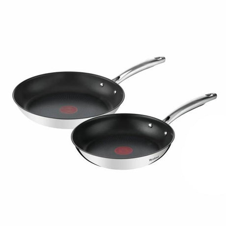 Tefal Duetto Bratpfannen – 2er-Set – 24 x 28 cm – Induktion, Außenbeschichtung aus Edelstahl – Antihaftbeschichtung
