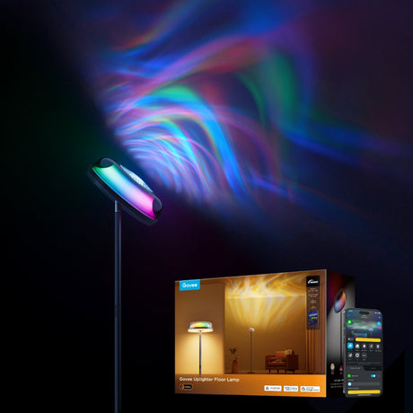 Govee Smart Stehleuchte 170 cm Matter RGBICWW – Ripple Wall Wash-Beleuchtung – drei Lichtzonen – Projektionsbeleuchtung