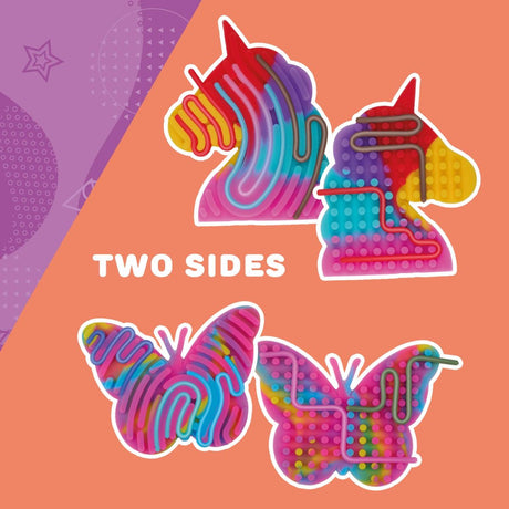 Eddy Toys String-Aktivitäts-Fidget-Set 11-teilig – Einhorn-Schmetterling-Fidget-Pad mit Schnüren – regt die Kreativität an und reduziert Stress – Kunststoff – mehrfarbig