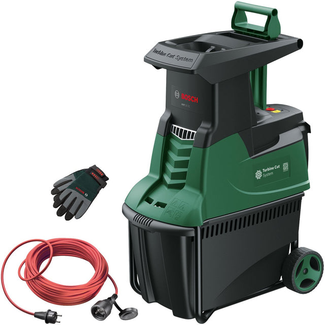 Bosch axt 25 tc - hakselaar - inclusief opvangbak, verlengkabel 25m en tuinhandschoenen