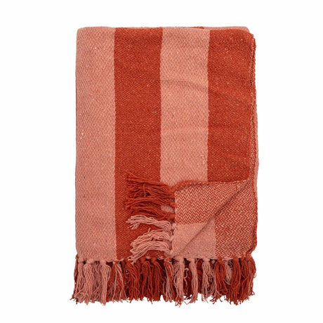 Bloomingville - Frello-Plaid orangerot - 130x160cm - recycelte Baumwolle