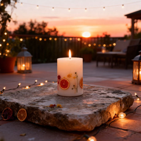 Arti casa LED-Kerze mit Trockenblumen – attraktive Dekoration für Ihr Zuhause – funktioniert mit 2XAA-Batterien – sichere und flammenlose Alternative zu einer echten Kerze – Größe ø7,5 x 10 cm – Farbe Weiß