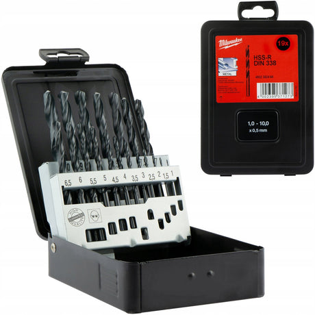 Milwaukee Zubehör Milwaukee Metallbohrer HSS-Rollgeschmiedet – DIN 338 – Kassetten HSSR-Set – 19 Stück – 4932352468