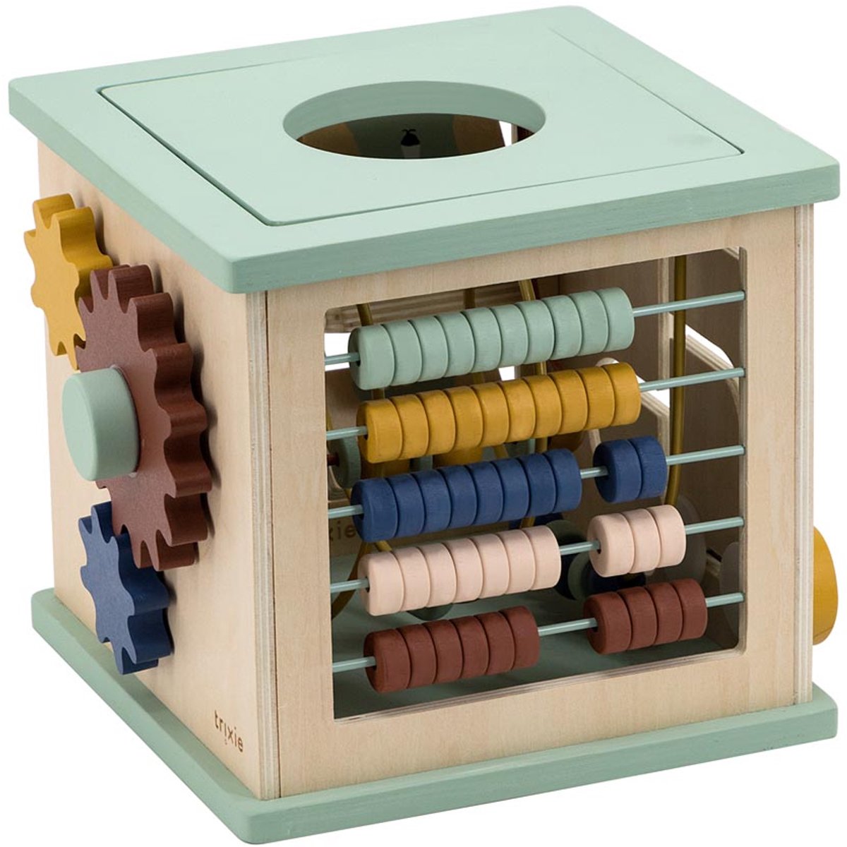 Trixie 5-in-1-Aktivitätswürfel aus Holz – Holzspielzeug – Aktivitätswürfel ab 1 Jahr – mit Abakus und Puzzles – regt die Entwicklung an