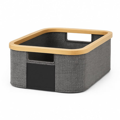 Alpina opbergmand bamboe – opbergsysteem met handgrepen 38x26x16cm – bamboe mand voor badkamer, woonkamer en kast