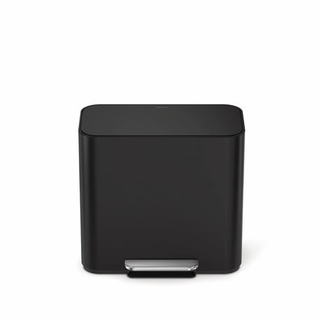 Simplehuman mini pedaalemmer -15 l - met twee compartimenten - met zakkenrand - mat zwart rvs