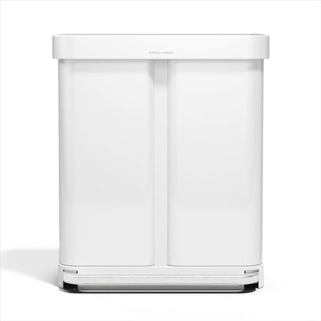 Simplehuman rechthoekige pedaalemmer van 58 liter - met twee compartimenten (34 24) - met zakkenrand - wit roestvrij staal