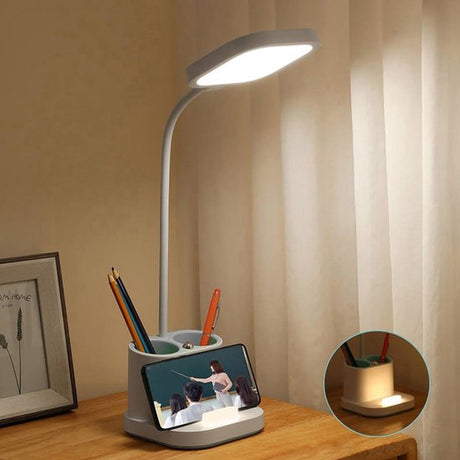 Platinet pdl008 – 4-in-1-Schreibtischlampe – Stifthalter – Telefonladegerät – Nachtlampe – Weiß