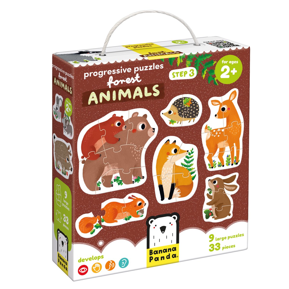 Bananenpanda - Aufsteigende Puzzles Waldtiere - 33 Teile.