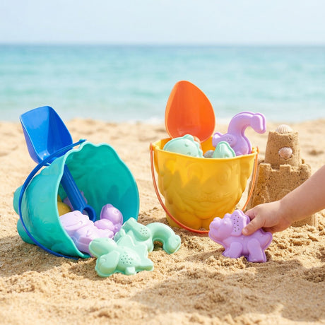Eddy toys strandspeelgoed - zandspeelgoed met emmer, schep en zandvormpjes - dierenthema