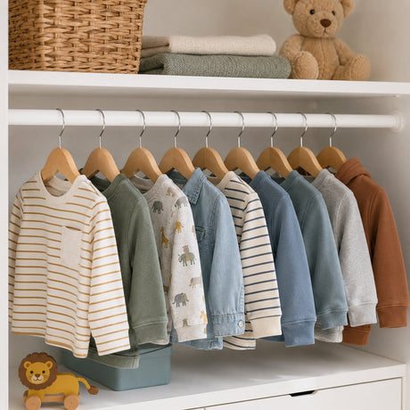 Alpina Kinderkleiderbügel Holz – 5 Stück – Kleiderbügel aus Holz für Kinderkleidung – Kinderbügel